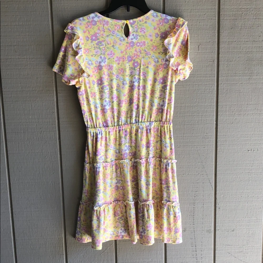 BCBGirls Yellow Floral Ruffle Dress